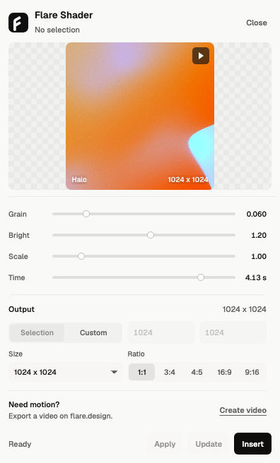 Flare Shader Figma plugin interface